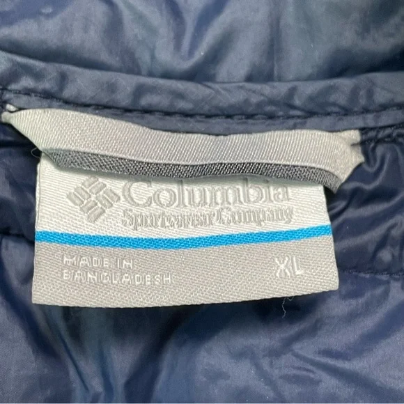 Columbia Powder Pass Hooded Jacket Light Puffer Water Resistant Men XL Coat Blue - Picture 11 of 15
